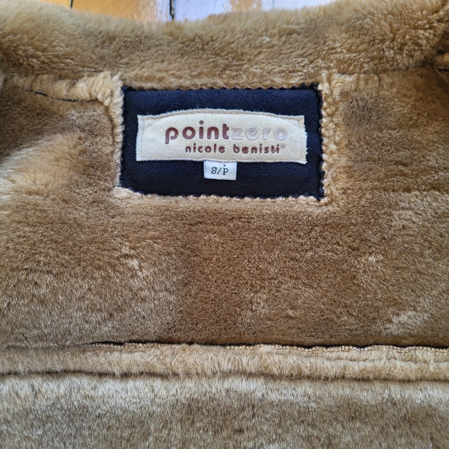 Image for Vintage Point Zero Nicole Benisti Faux Suede Navy Coat Jacket with faux shearling lining