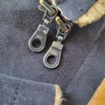 Thumbnail for Vintage Point Zero Nicole Benisti Faux Suede Navy Coat Jacket with faux shearling lining