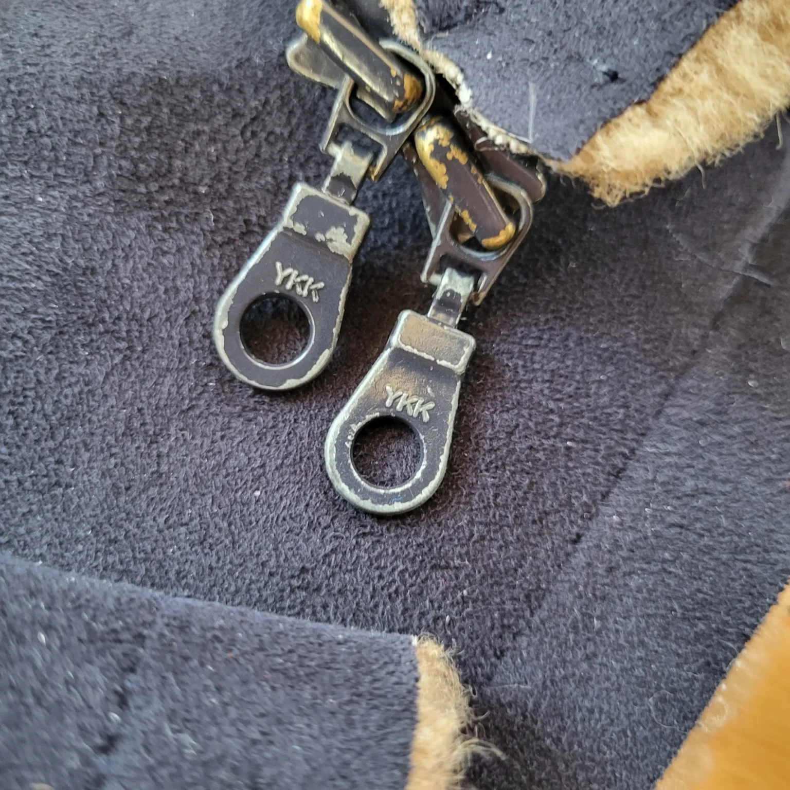 Image for Vintage Point Zero Nicole Benisti Faux Suede Navy Coat Jacket with faux shearling lining
