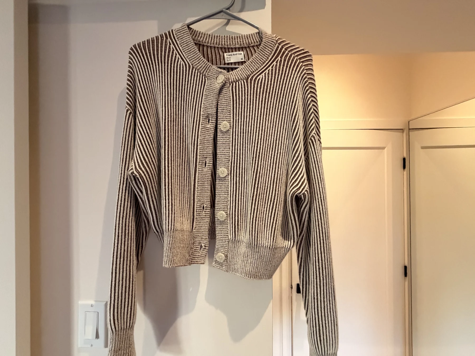 White and brown striped waistcoat Frank and Oak seconde main