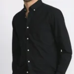 Featured thumbnail for Frank and Oak Chemise noire Oxford The Jasper à manche longue 100% Cotton XL