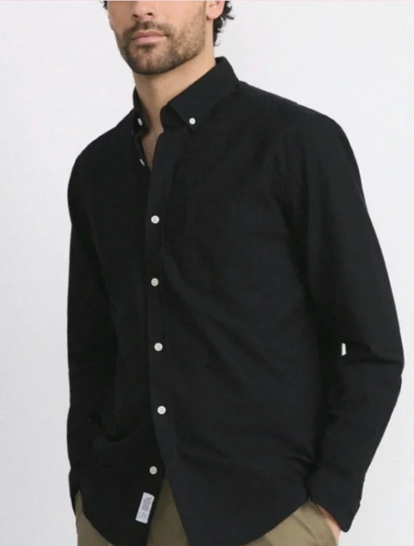 Featured image for Frank and Oak Chemise noire Oxford The Jasper à manche longue 100% Cotton XL