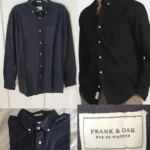 Thumbnail for Frank and Oak Chemise noire Oxford The Jasper à manche longue 100% Cotton XL