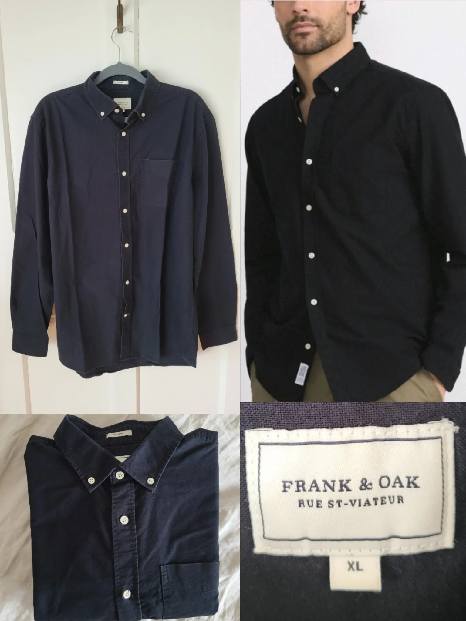 Image for Frank and Oak Chemise noire Oxford The Jasper à manche longue 100% Cotton XL