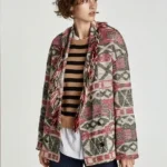 Featured thumbnail for Manteau/veste oversize Zara motif Sud-Ouest avec franges