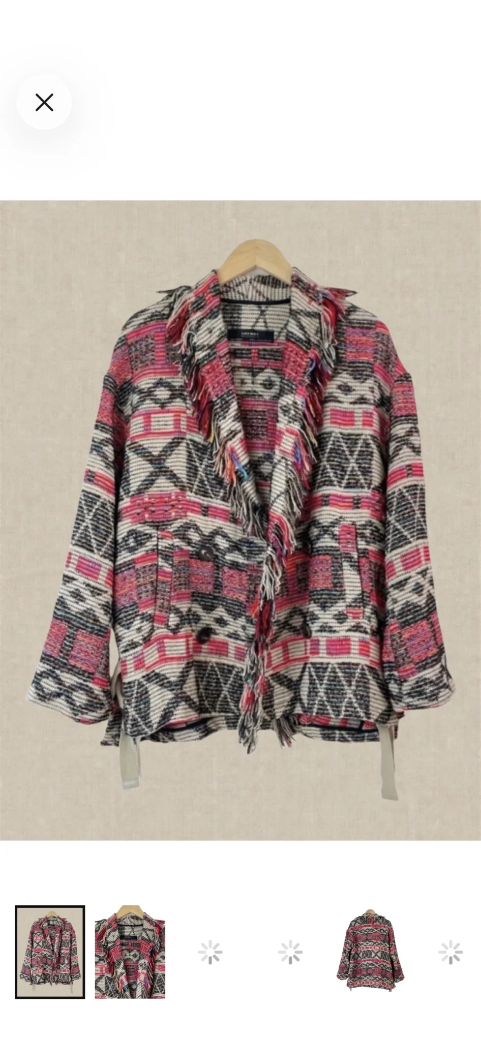 Image for Manteau/veste oversize Zara motif Sud-Ouest avec franges