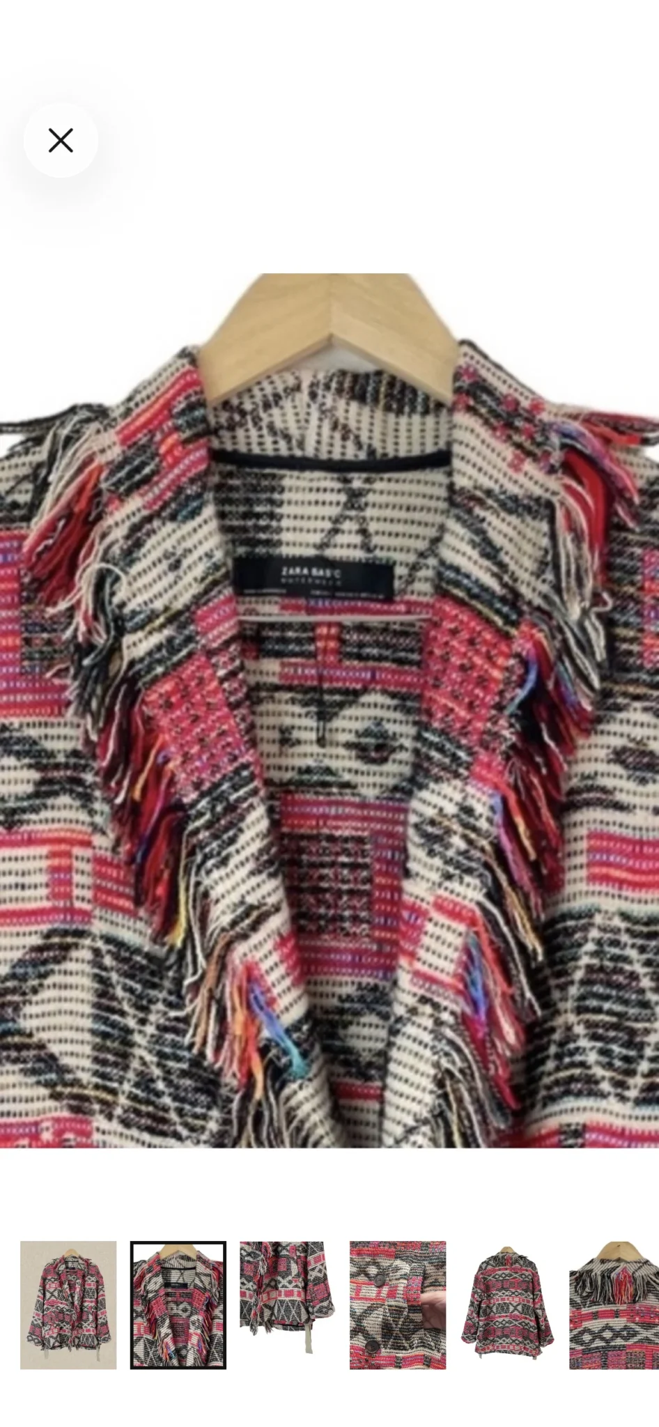 Image for Manteau/veste oversize Zara motif Sud-Ouest avec franges