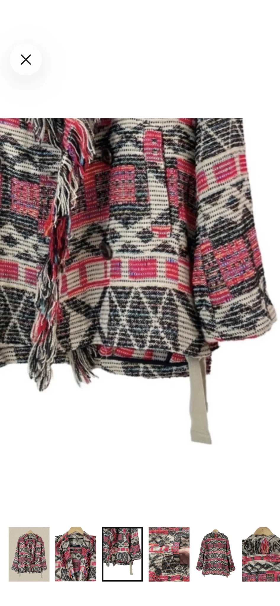 Image for Manteau/veste oversize Zara motif Sud-Ouest avec franges