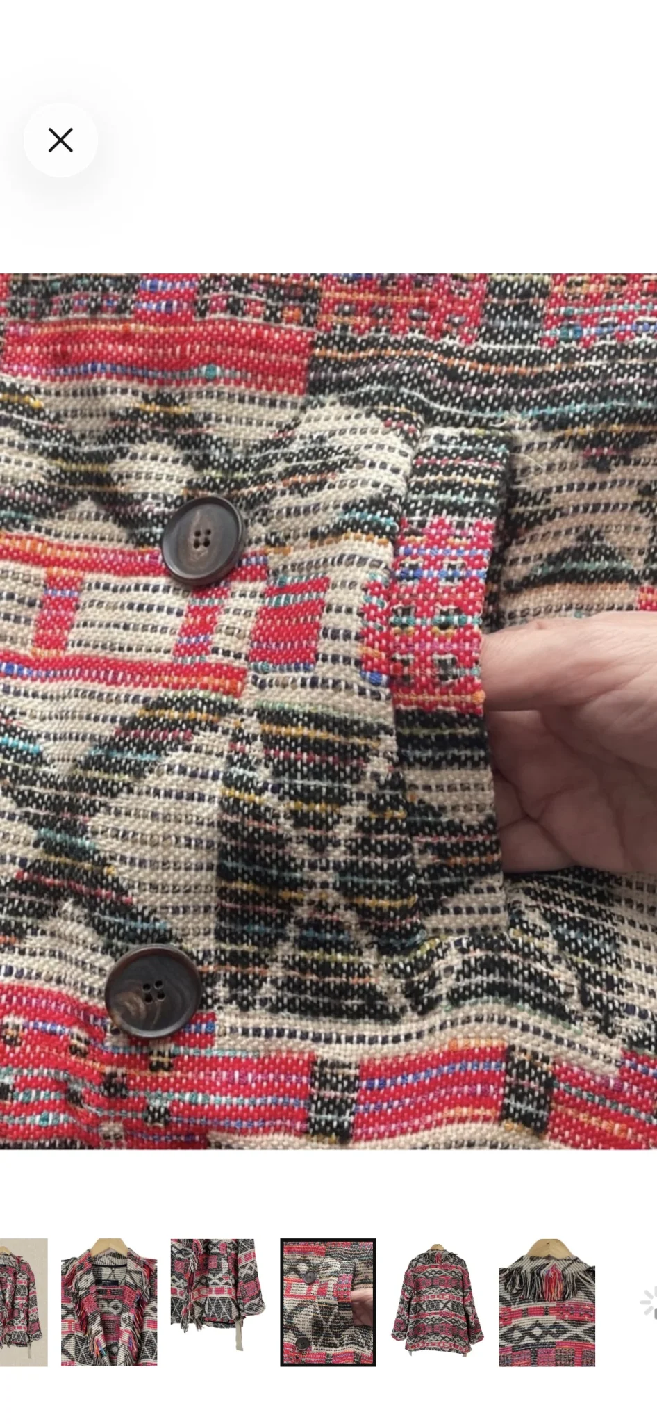 Image for Manteau/veste oversize Zara motif Sud-Ouest avec franges