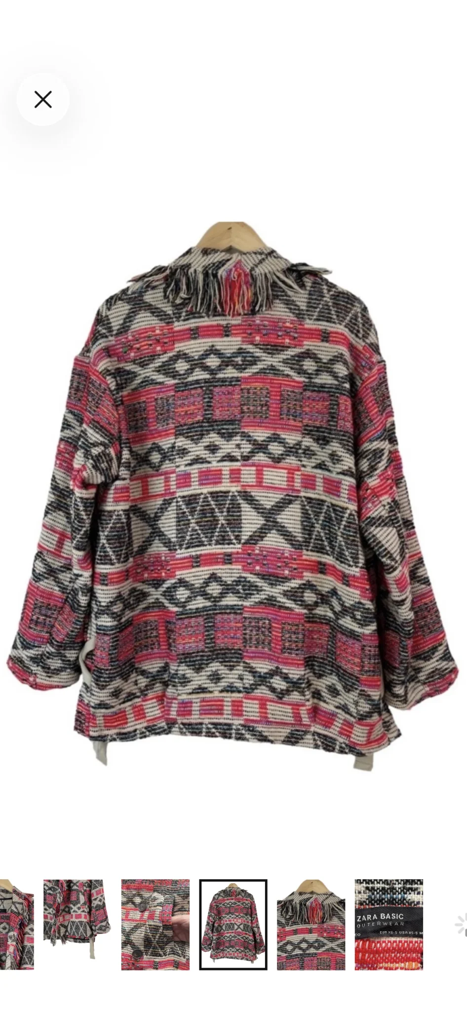 Image for Manteau/veste oversize Zara motif Sud-Ouest avec franges