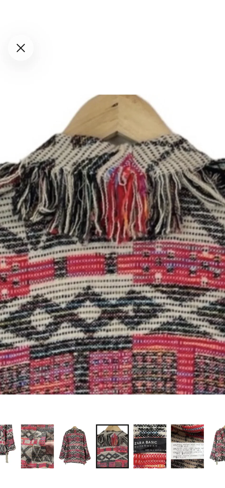 Image for Manteau/veste oversize Zara motif Sud-Ouest avec franges