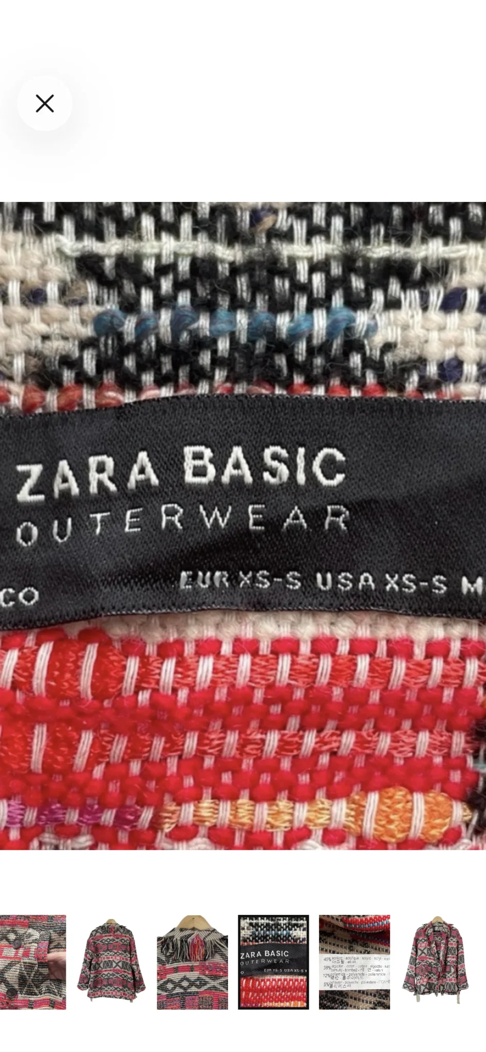Image for Manteau/veste oversize Zara motif Sud-Ouest avec franges