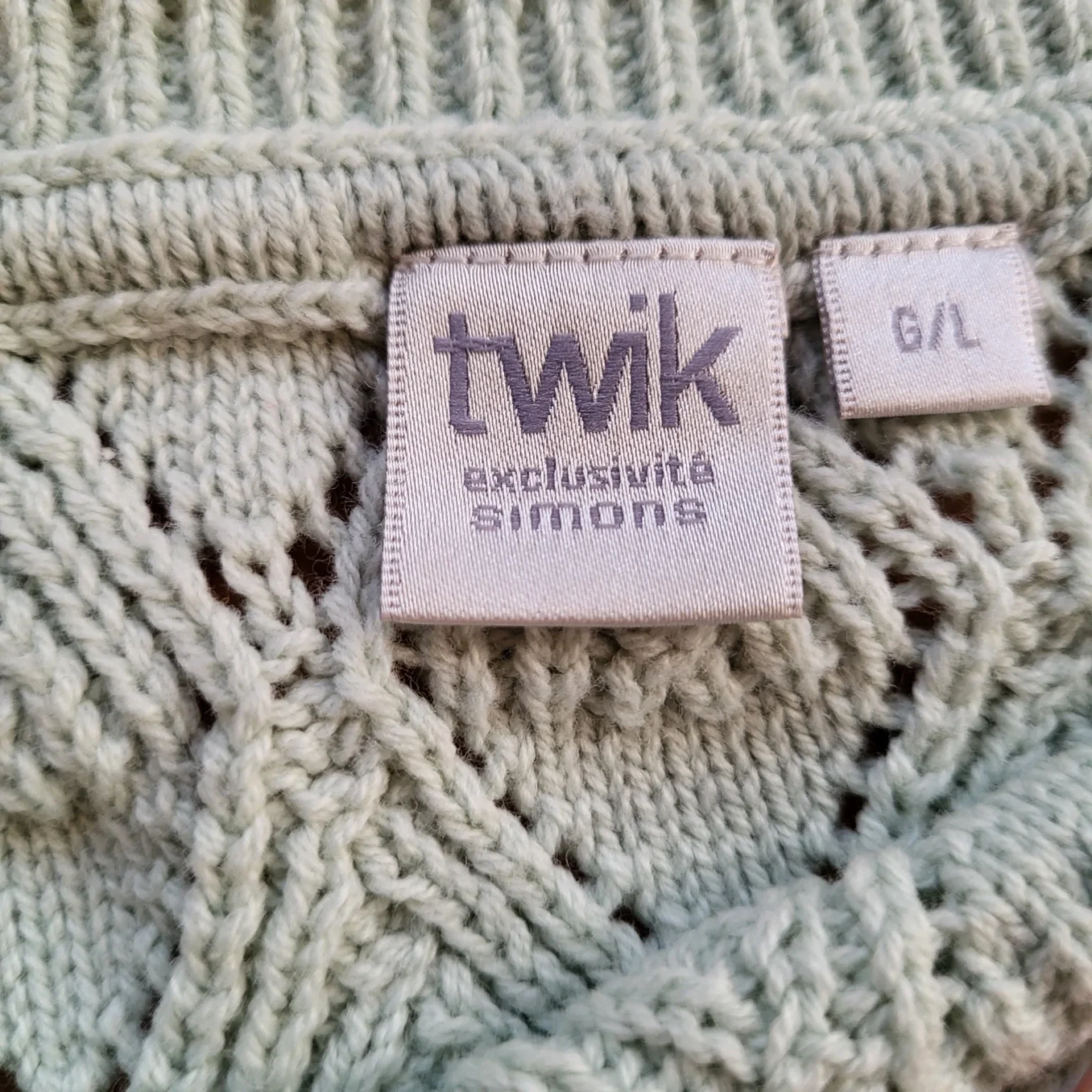 Image for Chandail en tricot de coton biologique 😍🌎 Twik Simons, vert menthe, taille L
