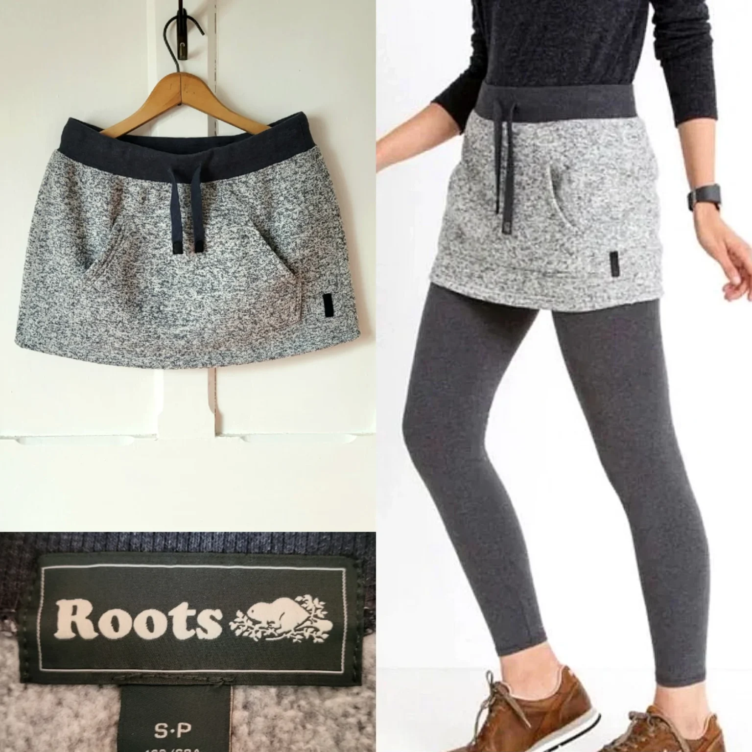Image for Roots Mini Skirt‎ Marled Gray Fleece Small