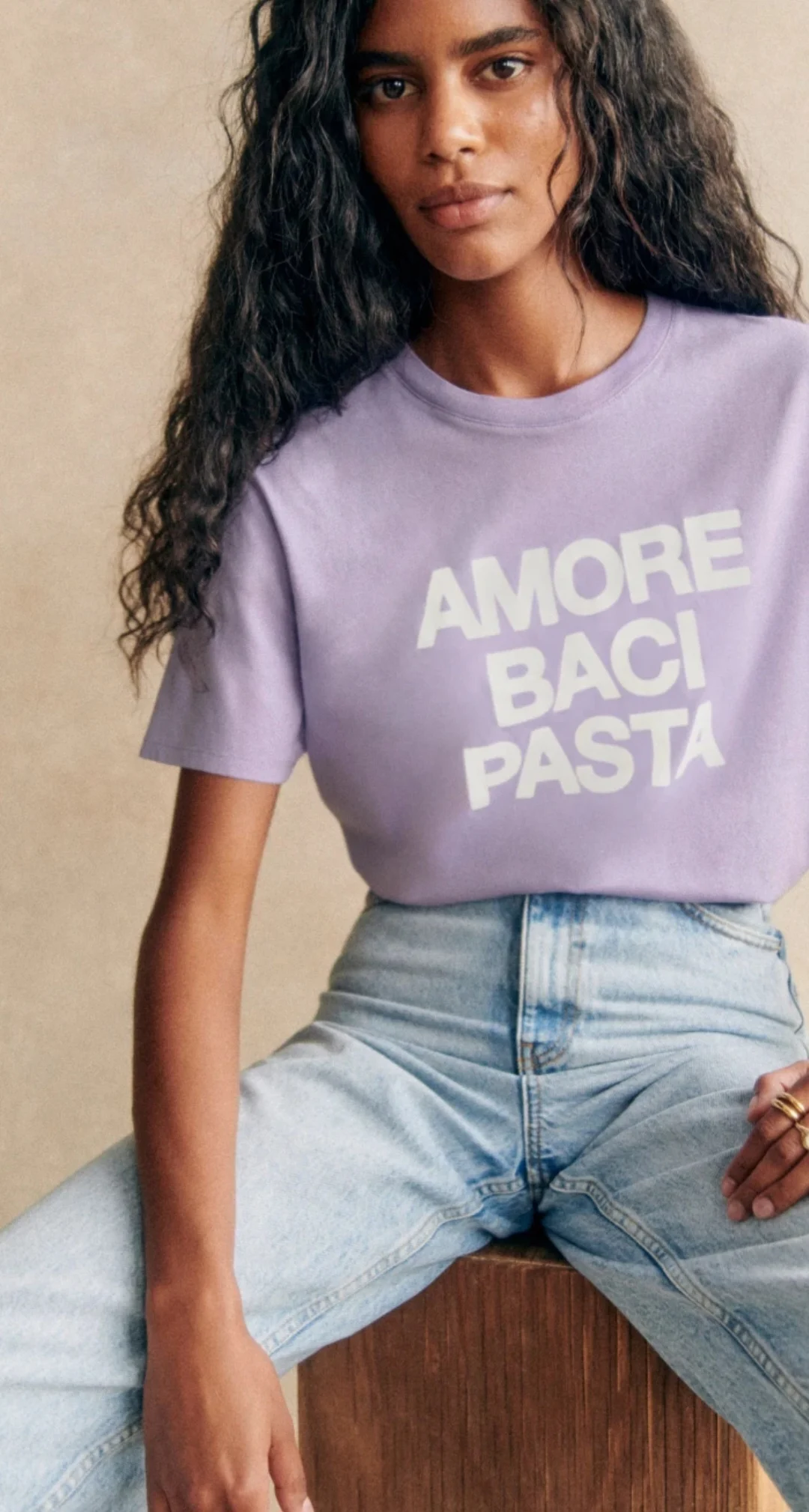 🌷‘Amore, Baci, Pasta’ T-shirt – Sézane Sézane seconde main