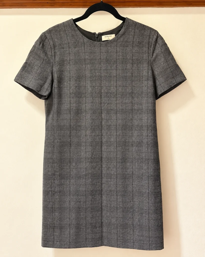 Featured image for Babaton (Aritzia) | Robe droite à carreaux gris en laine et cachemire – Taille 10