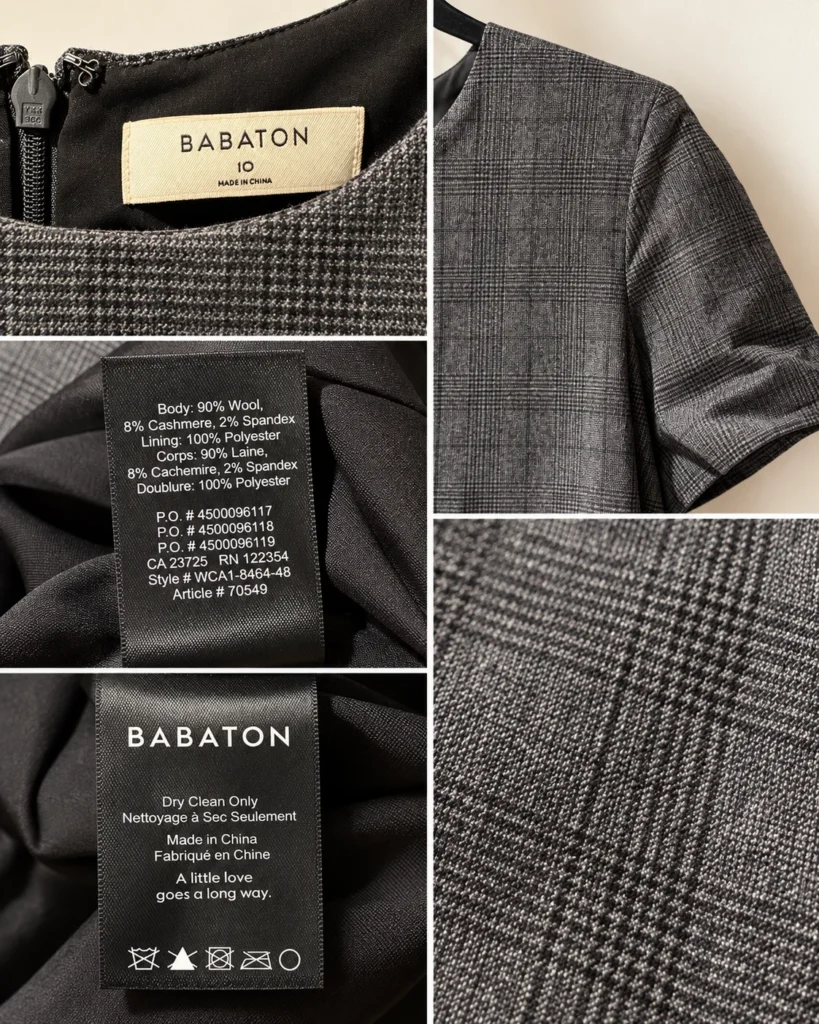 Image for Babaton (Aritzia) | Robe droite à carreaux gris en laine et cachemire – Taille 10