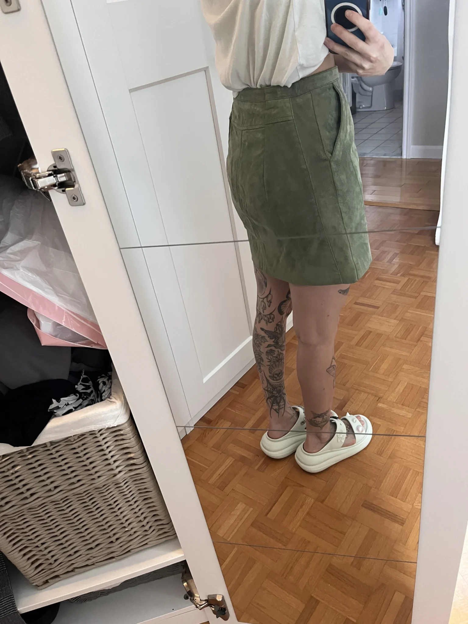 Image for Jupe verte suede véritable