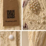 Thumbnail for Soolinen | Cream-coloured openwork knitted cardigan with pearls