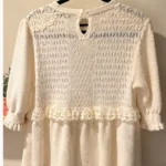 Thumbnail for Zara | Haut crème en maille et dentelle – Taille S