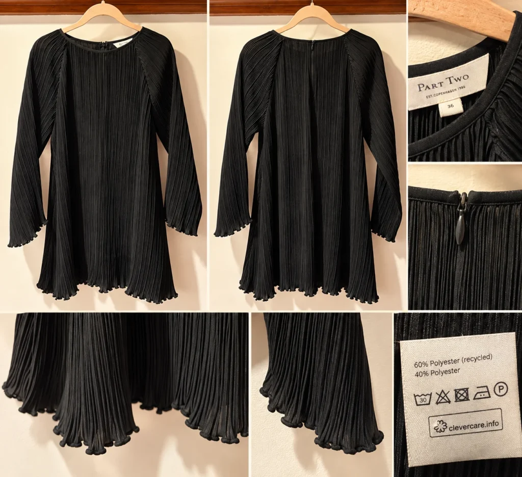 Image for Part Two | Robe noire plissée manches longues – Taille 36