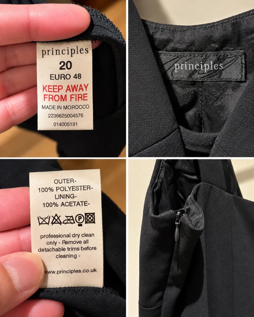 Image for Principles | Robe noire sans manches à encolure en V – Taille 20 / Euro 48