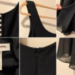 Thumbnail for Rodier | Robe noire fluide à boutons bijoux – Taille 38