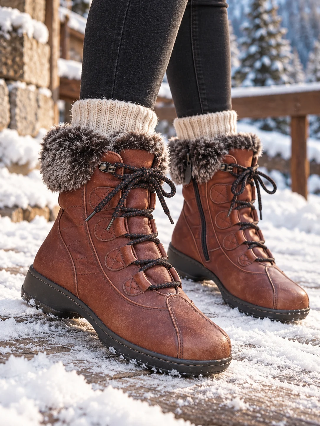 Winter Boots Blondo Waterproof AquaProtect, Cognac Brown Leather, Size 8 *Other seconde main