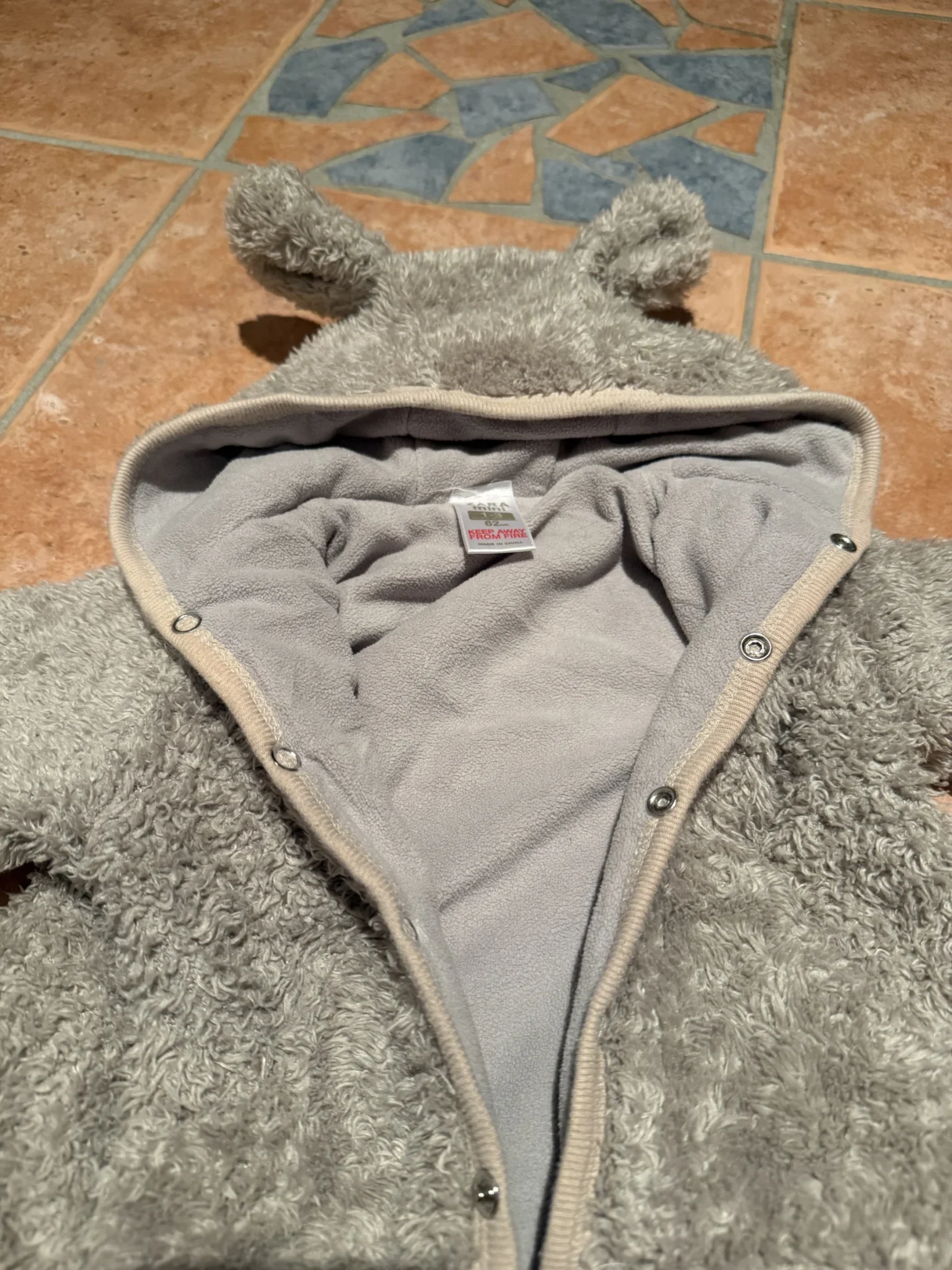 Image for Zara teddy bear onesie, 3 months