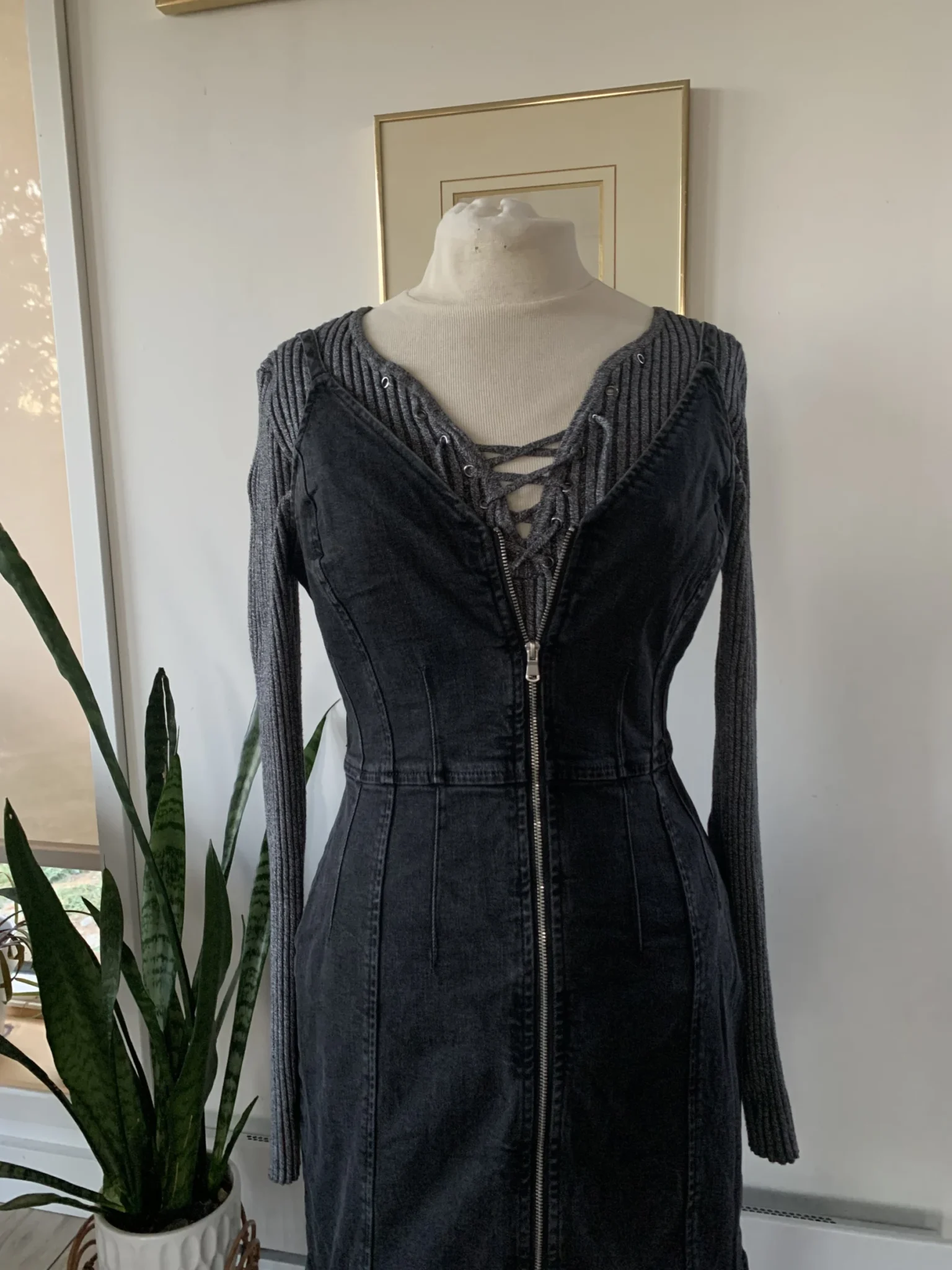 Image for Black denim dress
