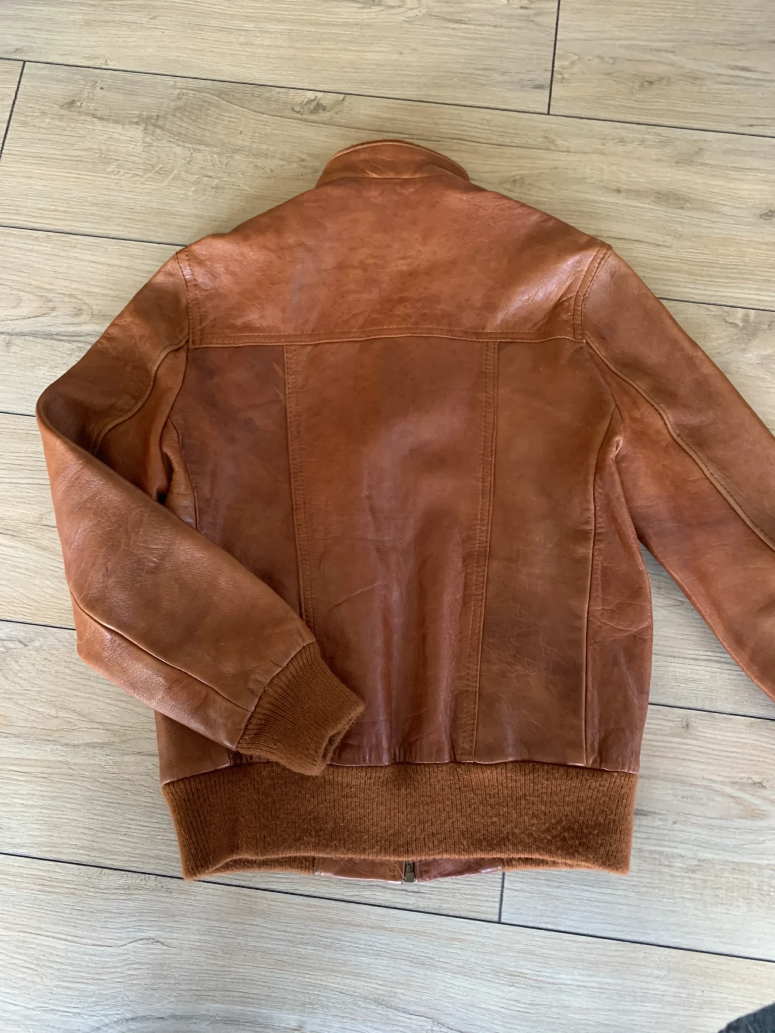 Image for Vintage cognac-coloured leather jacket