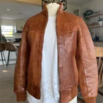 Thumbnail for Vintage cognac-coloured leather jacket