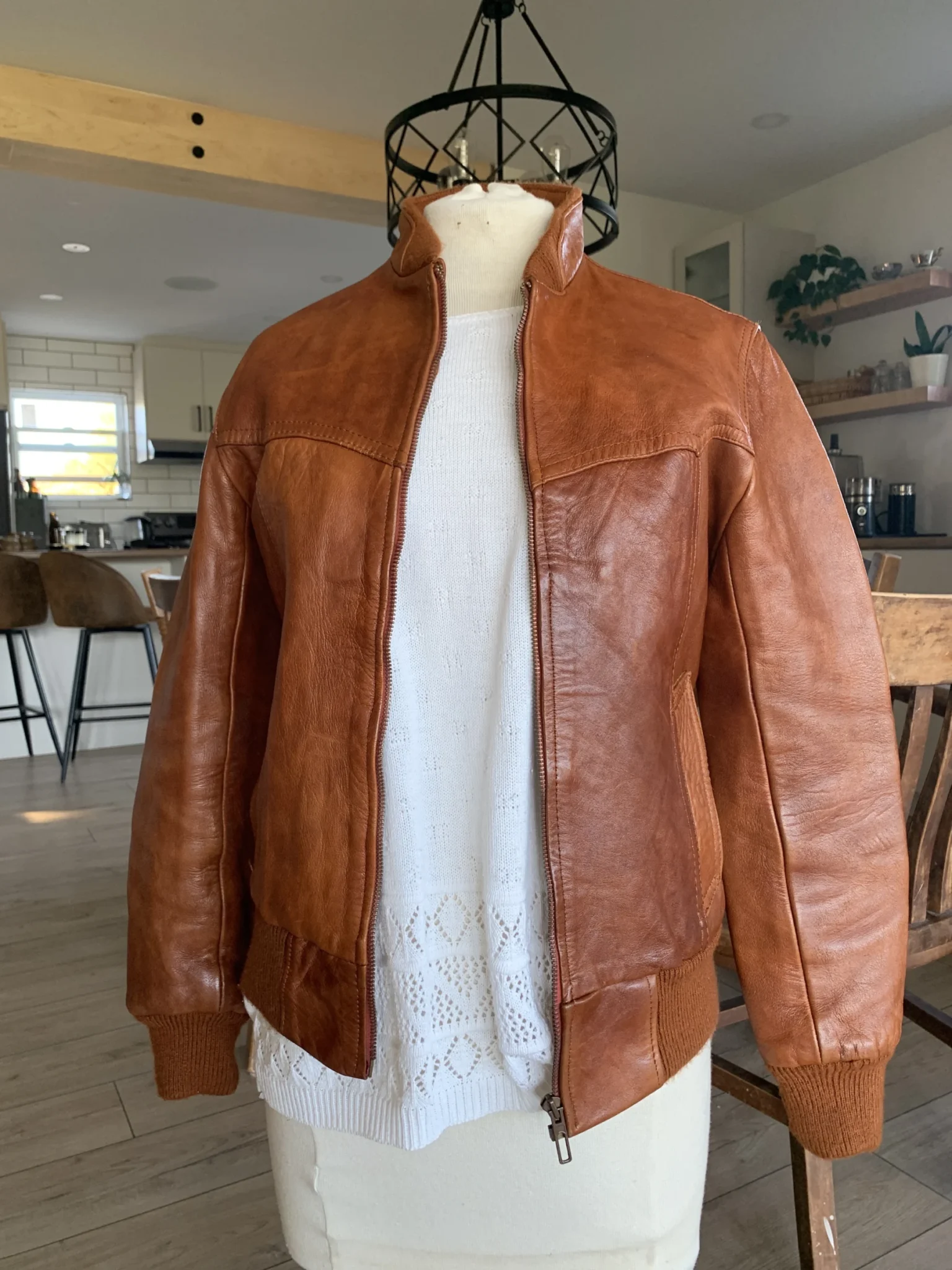 Image for Vintage cognac-coloured leather jacket