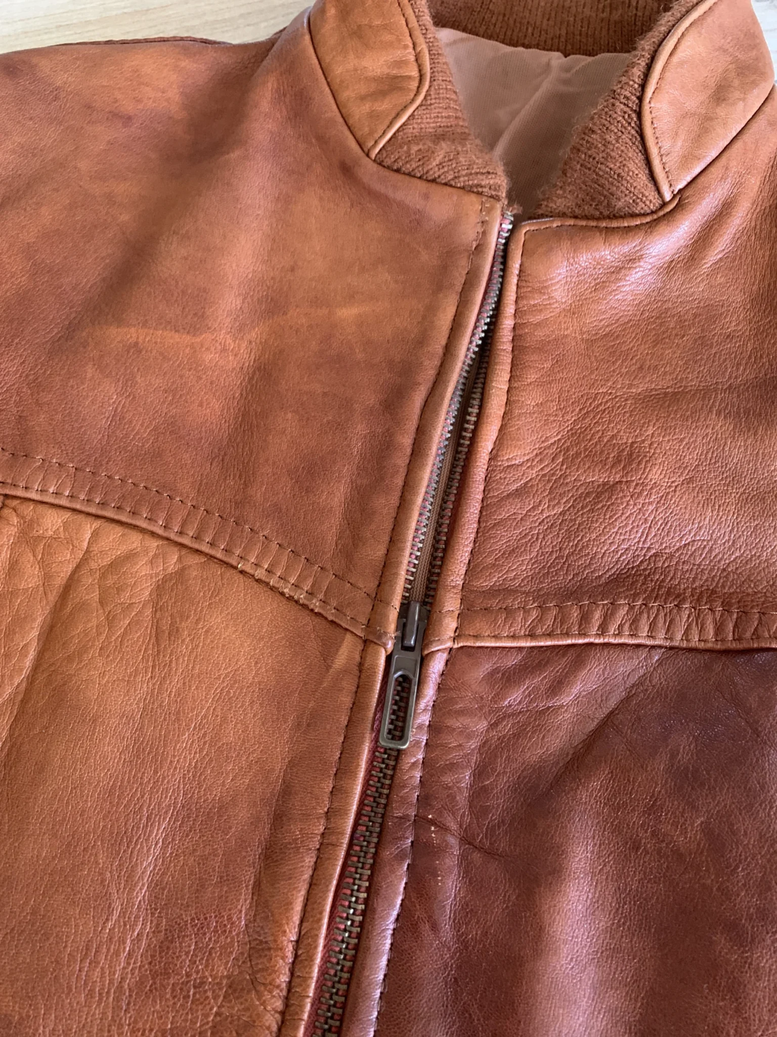Image for Vintage cognac-coloured leather jacket
