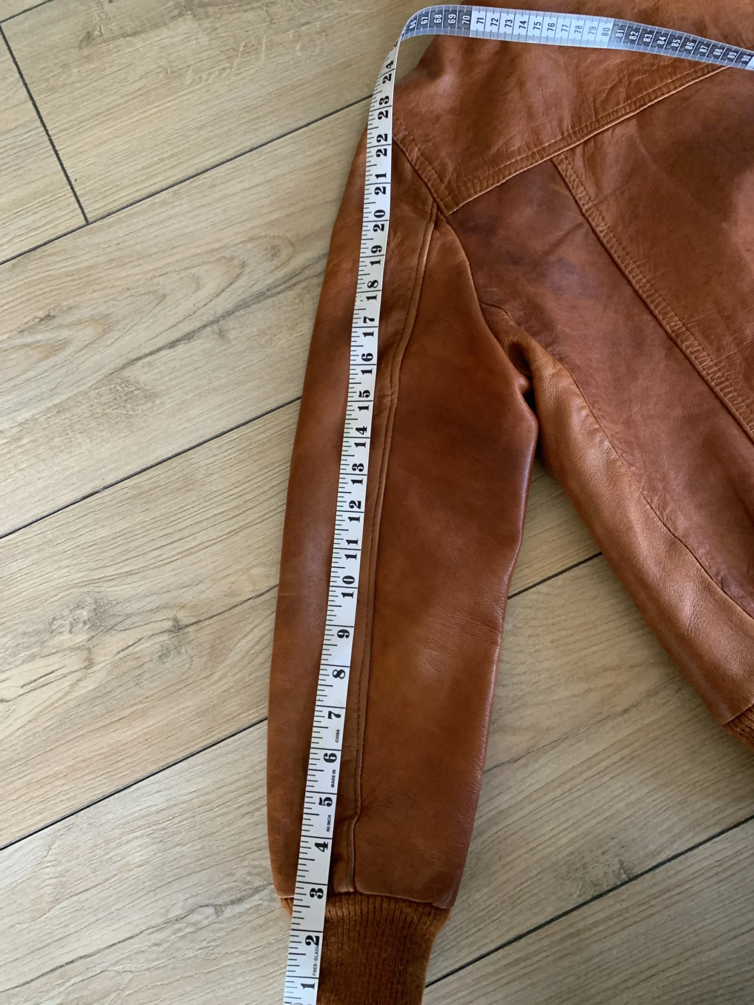 Image for Vintage cognac-coloured leather jacket