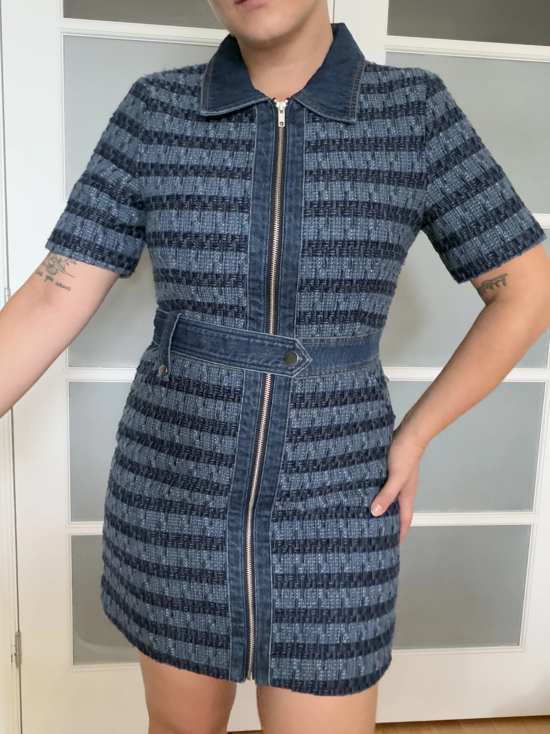 Jason Wu dress, size L, blue denim and tweed *Other seconde main