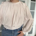 Thumbnail for Blouse Joie taille L manches bouffantes rose pale