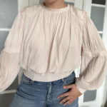 Thumbnail for Blouse Joie taille L manches bouffantes rose pale