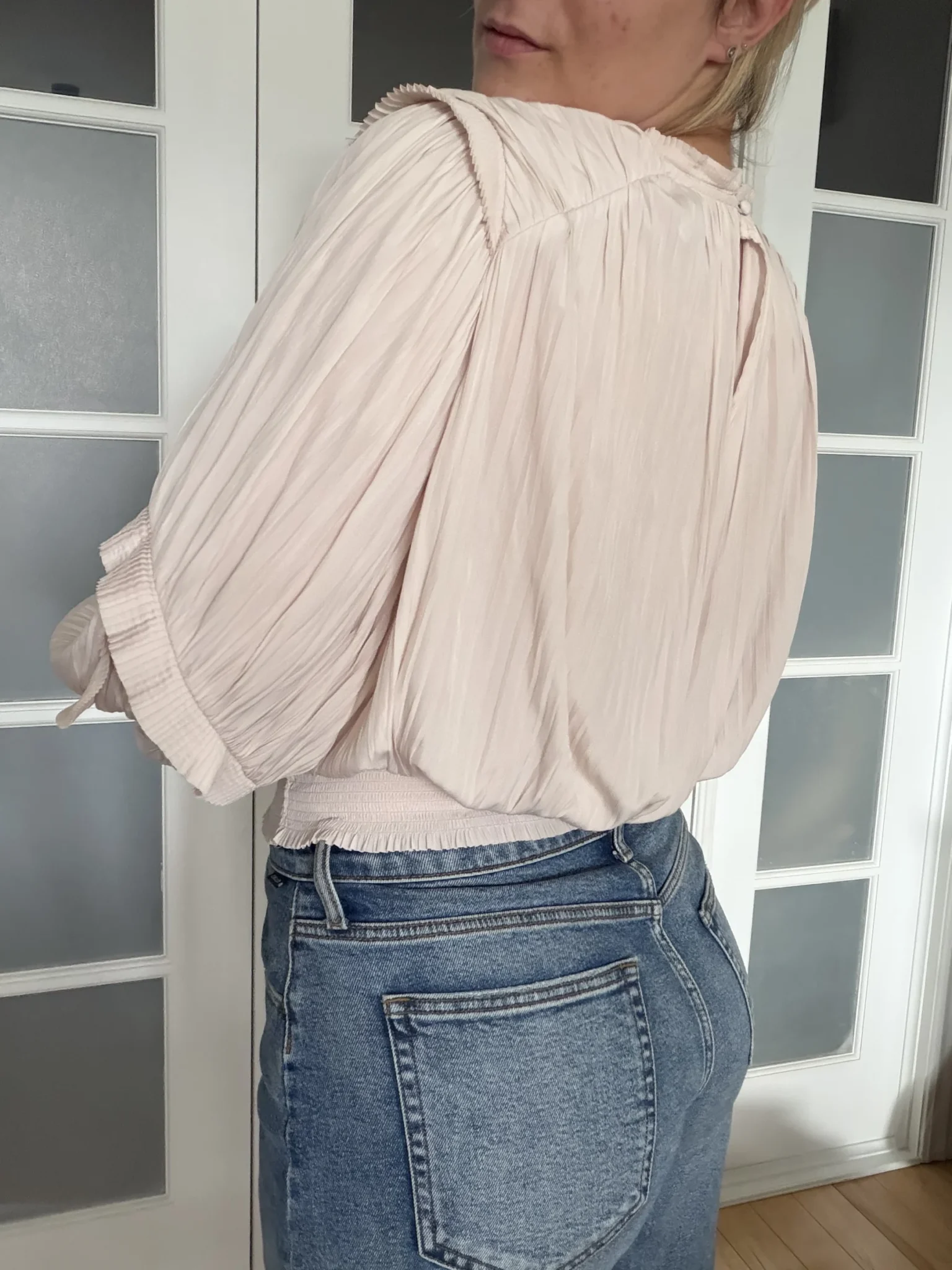 Image for Blouse Joie taille L manches bouffantes rose pale