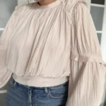 Thumbnail for Blouse Joie taille L manches bouffantes rose pale