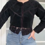 Featured thumbnail for Haut en cuir Vintage - Marie Clair taille M noir