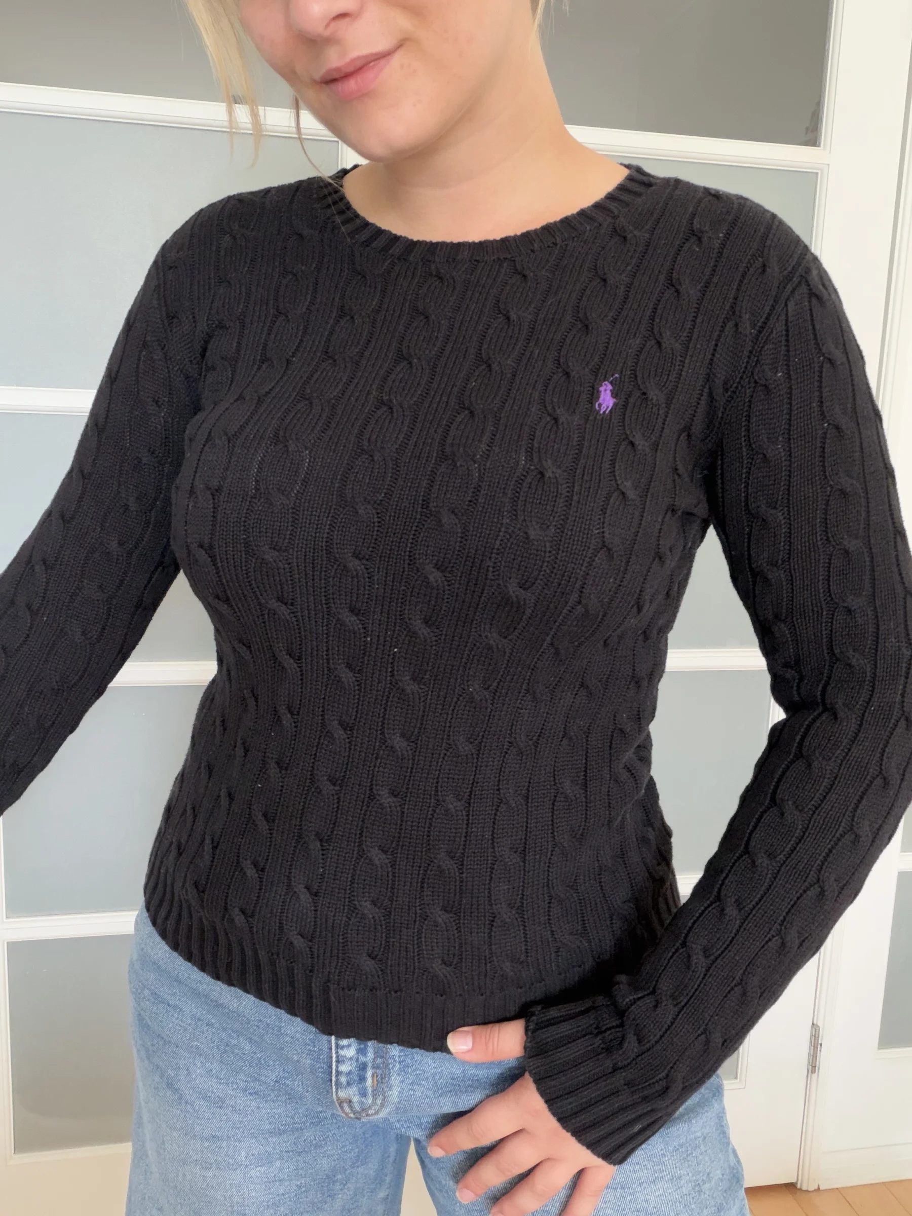 Ralph Lauren women’s jumper, size S, black with purple logo Ralph Lauren seconde main