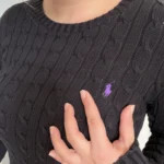 Thumbnail for Pull femme Ralph Lauren taille S noir logo violet