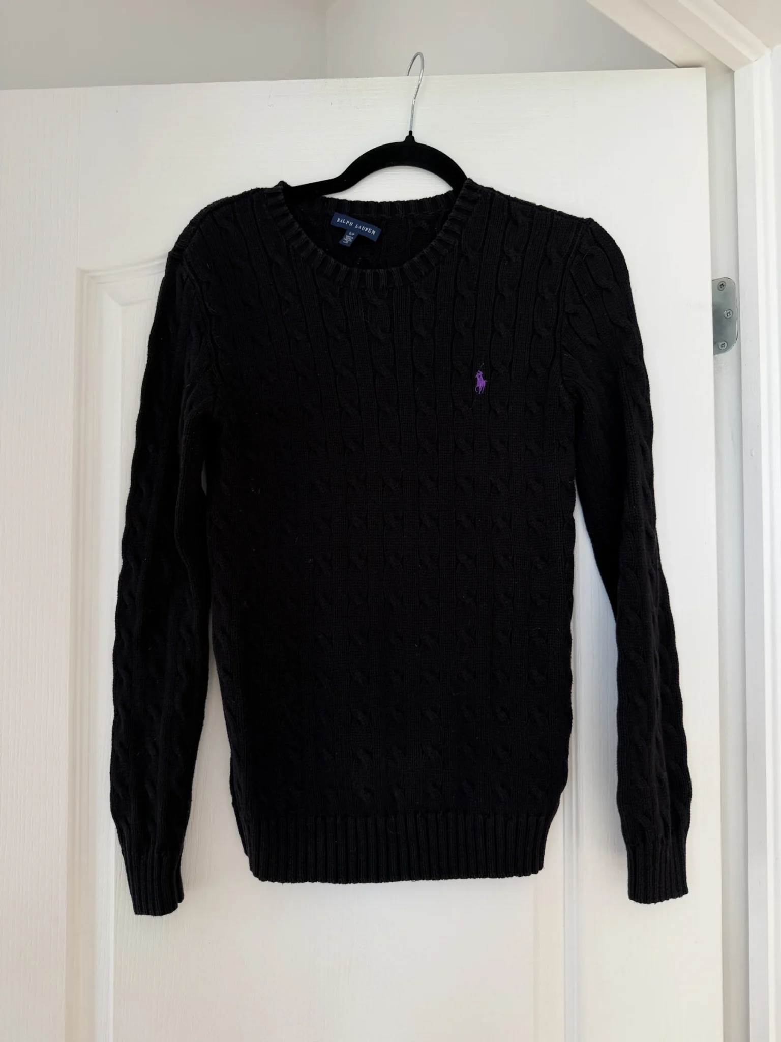 Image for Pull femme Ralph Lauren taille S noir logo violet