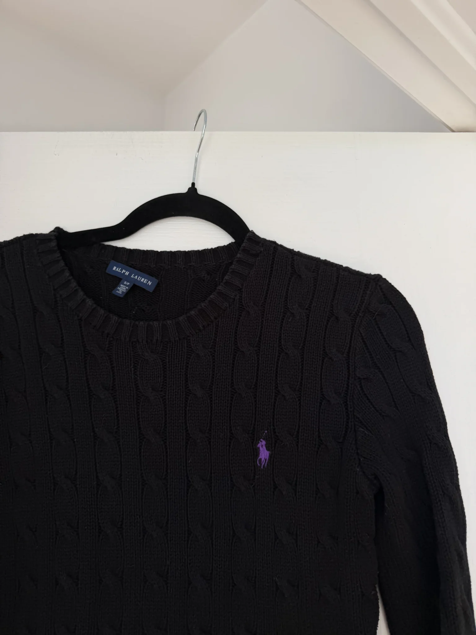 Image for Pull femme Ralph Lauren taille S noir logo violet