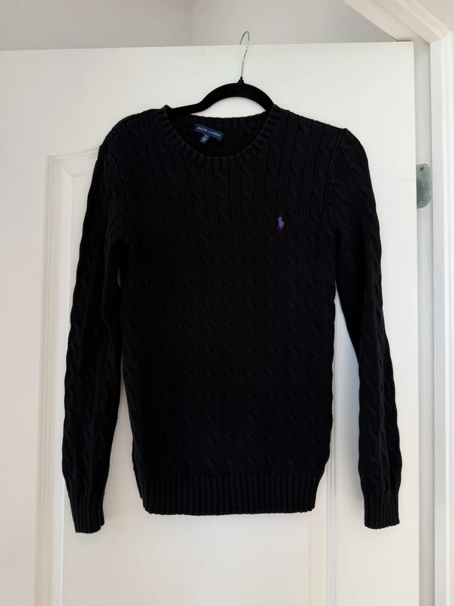 Image for Pull femme Ralph Lauren taille S noir logo violet