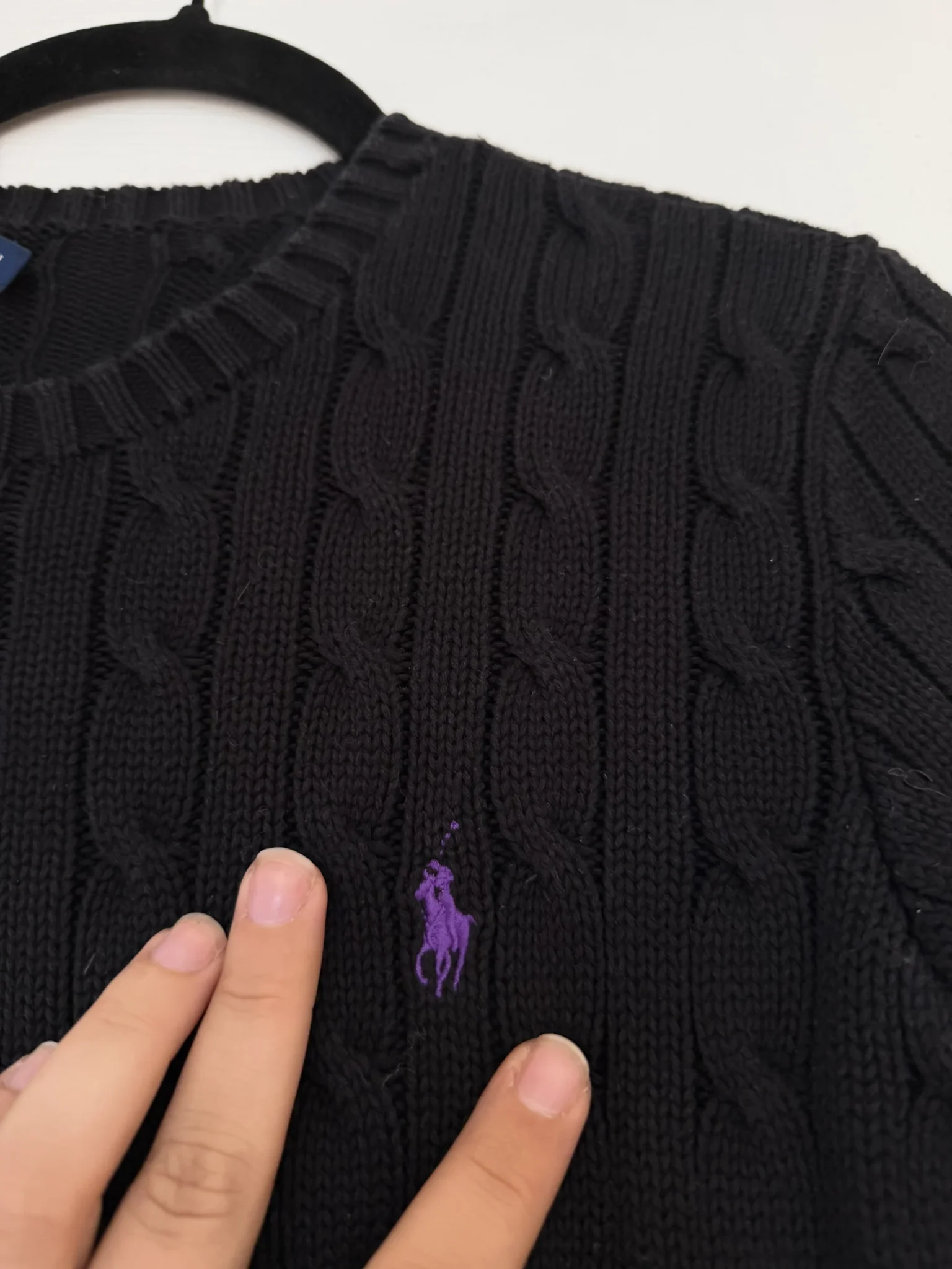 Image for Pull femme Ralph Lauren taille S noir logo violet