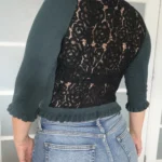Thumbnail for Cardigan Karl Lagerfeld vert et noir à dentelles taille M