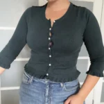 Thumbnail for Cardigan Karl Lagerfeld vert et noir à dentelles taille M