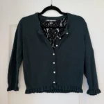 Thumbnail for Cardigan Karl Lagerfeld vert et noir à dentelles taille M